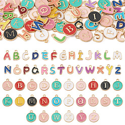 Mixed Color Alloy Enamel Charms, Letter A~Z Charm, Mixed Color, 10~14x6.5~12x1.5~2mm, Hole: 1.2~1.6mm