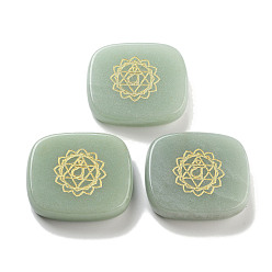 Зеленый Авантюрин Прямоугольник из натурального зеленого авантюрина со знаком чакры, фигурки, украшения, украшения для рабочего стола для домашнего офиса, 46.5x40x11 мм