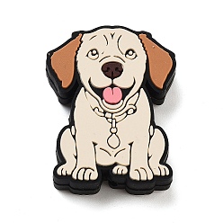 Собака Пищевые экологически чистые силиконовые фокусные шарики, собака, кремово-белые, собака, 29x23x7.5 мм, отверстие : 3 мм