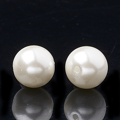Beige Eco-Friendly Glass Pearl Beads, High Luster, Grade A, Round, Beige, 6mm, Hole: 1mm, about 160pcs/strand, 37.8 inch