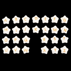 Звезда Ручной печатный шарики фарфора, Письмо ~ Z, звезда, 12x12.5x9 мм, отверстие : 2.5 мм