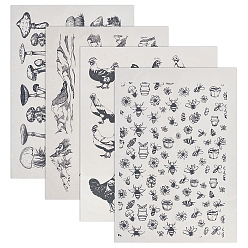 Mixed Shapes 4Sheets 4 Styles Paper Ceramic Decals, Pottery Ceramics Clay Transfer Paper, Underglaze Flower Paper, Mixed Shapes, 523~530x375~380x0.01~0.5mm, 1sheet/style
