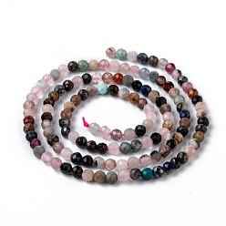 Mixed Stone Natural Mixed Stone Beads Strands, Faceted, Round, 3x2~3mm, Hole: 0.5mm, about 123~127pcs/strand, 15.3 inch~15.5 inch