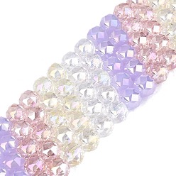 Лиловый Нити из гальванически покрытых искусственным нефритом и непрозрачных и прозрачных стеклянных бусин, бусины разных стилей, круглые, с покрытием AB цвета, граненые, сирень, 7.5~8x7 мм, отверстие : 1~1.5 мм, около 48~50 шт / нитка, 13.19~14.17 (33.5~36 см)