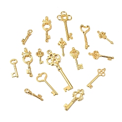 Золотой Подвески из сплава , Брелоки для ключей, золотые, 32~70x13.5~31x2~4 мм, отверстие : 2.5~7.5 мм