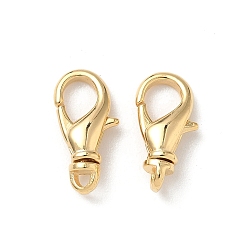 Настоящее золото 24K Карабин-лобстеры, латунные, без свинца и без кадмия, реальный 24 k позолоченный, 16.5x8x4.5 мм, отверстие : 1.8 мм