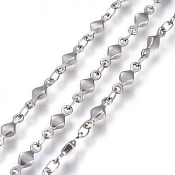 Stainless Steel Color 304 Stainless Steel Link Chains, Soldered, Rhombus, Stainless Steel Color, 10x3x2mm
