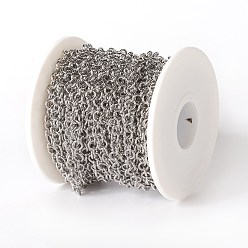 Stainless Steel Color 304 Stainless Steel Rolo Chains, Belcher Chain, with Spool, Unwelded, Stainless Steel Color, 5x1mm, about 32.8 Feet(10m)/roll