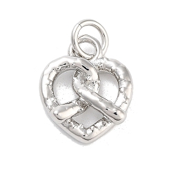 Платина Подвески в форме сердца из латуни, с прыжковых колец, долговечный, без свинца и без кадмия, платина, 13x11x3 мм, отверстие : 3 мм