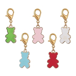 (52) Непрозрачная лаванда Подвеска из сплава с эмалью, Карабин-лобстер из цинкового сплава, медведь, разноцветные, 37 мм, Медведь: 20.5x13x1 мм