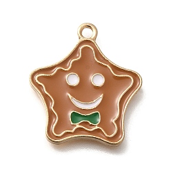 Звезда Новогодняя тема сплава эмали подвески, золотой свет, звезда, 22x20x2 мм, отверстие : 1.6 мм