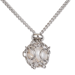 Нержавеющая Сталь Цвет 304 мешочек для макраме из нержавеющей стали, пустой держатель для камней, Ожерелья с подвесками из натурального культивированного пресноводного жемчуга для женщин, цвет нержавеющей стали, 17-3/4 дюйм (45 см)