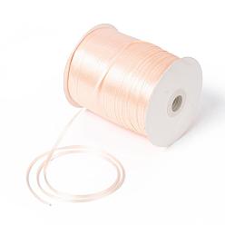 Light Salmon Double Face Satin Ribbon, Polyester Ribbon, Light Salmon, 1/8 inch(3mm) wide, about 880yards/roll(804.672m/roll)
