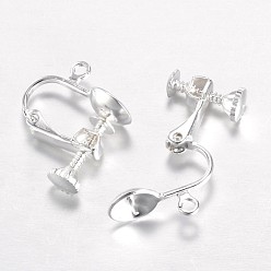 Серебро Латунь винт конвертер клип серьги, спиральный зажим для ушей, с разомкнутым контуром, серебряные, 16x18x8 мм, отверстие : 1.5 мм