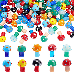 (52) Непрозрачная лаванда 80 шт 10 цвета бусины лэмпворк ручной работы, гриб, разноцветные, 15~16.5x11.5~13 мм, отверстие : 2 мм, 8 шт / цвет