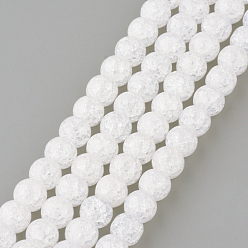 Clear Synthetic Crackle Quartz Beads Strands, Round, Clear, 8mm, Hole: 1mm, about 50pcs/strand, 15.7 inch