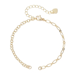 Золотой Изготовление браслета из овальных звеньев цепи из латуни, золотые, 6.69 дюйм (17 см)