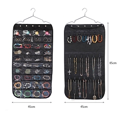 Черный Нетканые ткани ювелирные подвесные витринные сумки, настенные полки шкафы для хранения вещей, с вращающимся крючком и прозрачными решетками из ПВХ., чёрные, 85x45 см