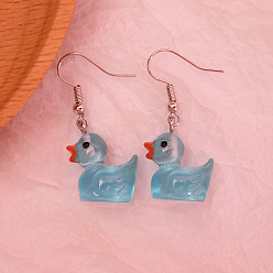 Светло-Голубой Серьги-подвески из смолы с утиным железом, платина, Небесно-голубой, 30x15 мм