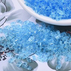 (HTL148) Transparent Aqua MIYUKI Half TILA Beads, Japanese Seed Beads, 2 Hole, (HTL148) Transparent Aqua, 5x2.3x1.9mm, Hole: 0.8mm, about 250pcs/bottle, 10g/bottle