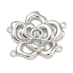 Платина Латунные многожильные звенья для оправ кабошонов, за половину пробурено бисера, цветок, платина, 21.5x25.5x3 мм, отверстия : 1.2 mm и 1.4 мм, лоток : 4 мм, штифты : 0.6 мм