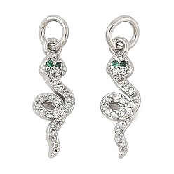 Платина Латунные микро проложить кубического циркония подвески, без кадмия, без никеля и без свинца, змеиные чары, с целью перехода в кольце, платина, 17x5.5x3 мм, отверстие : 3.5 мм