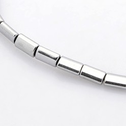 с Платиновым Покрытием Гальванизировать немагнитных синтетический гематит бисер пряди, трубка, с покрытием платиным, 5x3x2 мм, отверстие : 1 мм, около 79 шт / нитка, 15.7 дюйм