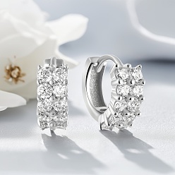 Серебро S925 серьги-кольца из стерлингового серебра с геометрическим узором и бриллиантами, модные серьги