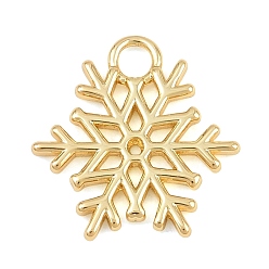 Echt 18 k vergoldet Weihnachts-Messing-Charms, Schneeflockenzauber, echt 18 k vergoldet, 15x15x1.5 mm, Bohrung: 2.5 mm