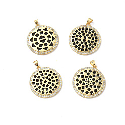 Плоский Круглый Латунные микро проложить кубического циркония смолы подвески, без свинца и без кадмия, долговечный, реальный 18 k позолоченный, стойки покрытие, плоско-круглые, 30.5x28x2.5 мм, отверстие : 3.8x3.5 мм