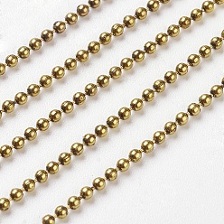 Античное Золото Железный шар бусинка цепи, пайки, без никеля , с катушкой, античное золото , 1.5 мм, около 328.08 футов (100 м) / рулон