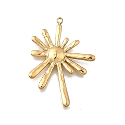 Настоящее золото 18K 304 подвески из нержавеющей стали, очарование солнца, ионное покрытие (ip), реальный 18 k позолоченный, 32.5x23x3 мм, отверстие : 1.4 мм