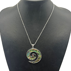 Другие Сплав паве натуральный красочный кулон из ракушки абалон винтажные эффектные ожерелья, платина, спираль