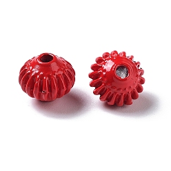 Crimson Spray Painted Alloy Bead, Lantern, Crimson, 6.5x4.5mm, Hole: 1.8mm