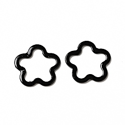 Черный Окрашены распылением 201 соединительные кольца из нержавеющей стали, цветок, чёрные, 14.5x14x1 мм, внутренний диаметр: 10x12 мм