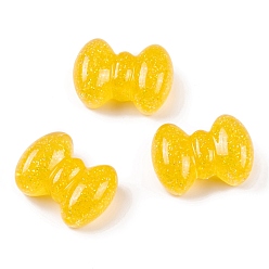 Gold Transparent Epoxy Resin Decoden Cabochons, Glitter Bowknot, Gold, 15x20x9mm