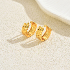 Золотой Серьги-кольца из латуни с узором из листьев, золотые, 14x5 мм