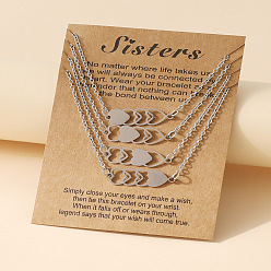 Платина Четыре сердца тема выпускного вечера сплав кристалл горный хрусталь звено цепи 3 многослойные ожерелья, платина, 17.72 дюйм (45 см)