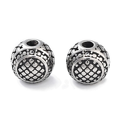 Античное Серебро 304 из нержавеющей стали бусы, круглые, античное серебро, 7.5x8x7.5 мм, отверстие : 2 мм