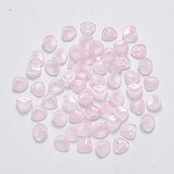 Pearl Pink Imitation Jade Glass Charms, Petaline, Pearl Pink, 7x8x2.5mm, Hole: 1mm
