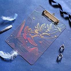 Bird Laser Acrylic Clipboards, Standard Clip Hardboard, for Classroom & Office Use, Black, Bird, 350x220mm