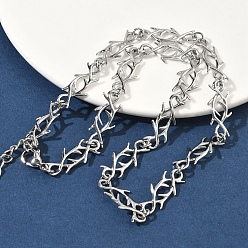 Нержавеющая Сталь Цвет 304 ожерелья из колючей проволоки из нержавеющей стали, не тускнеет, цвет нержавеющей стали, 17.36 дюйм (44.1 см)