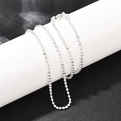 Посеребрённый 2 Латунные цепочки с шариками, ожерелья, ожерелья, кулоны, колье ..., 925 серебро покрытием, 17.76 дюйм (45.1 см)