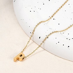 Letter P Ионное покрытие (ip) 304 ожерелья с подвесками из нержавеющей стали, реальный 18 k позолоченный, буквы, Письмо P, 15.94 дюйм(40.5см)~16.14 дюйм(41см)+54мм удлинитель, буквы: 10x5.5x4 мм.