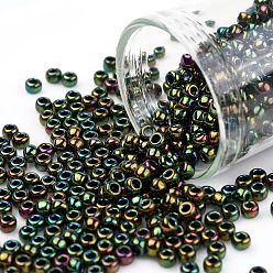 (508) High Metallic Iris Olivine Toho runde Rocailles, japanische Rocailles, (508) hochmetallisches Irisolivin, 8/0, 3 mm, Bohrung: 1 mm, über 222pcs / Flasche, 10 g / Flasche