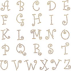 Jonquil Hotfix Rhinestone, Iron on Patches Applique, For Shoes, Gartment and Bags Decoration, Alphabet, Jonquil, 190x255mm