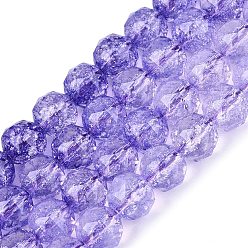 Розовато-лиловый Хрустящие прозрачные стеклянные бусины нити, имитация желе, круглые, граненые, розовато-лиловый, 7.5~8 мм, отверстие : 0.8~1.5 мм, около 48~49 шт / нитка, 13.98~14.57 дюйм (35.5~37 см)