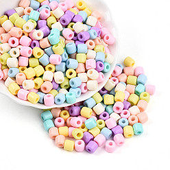 (52) Непрозрачная лаванда Стеклянный бисер непрозрачных цветов, баррель, разноцветные, 6~6.5x6~6.5 мм, отверстие : 2.5 мм, Около 1215 шт / фунт