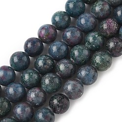 Сапфир Натуральные сапфировые бисерные пряди, бусины из рубина, кианита и фуксита, круглые, 8 мм, отверстие : 1 мм, около 47 шт / нитка, 15.16'' (38.5 см)