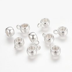 Серебро Бейлы тибетского стиля, бейлы, без кадмия и без свинца, чашка, серебряный цвет гальваническим, длиной около 11.5 мм , шириной 8 мм , толщиной 5.5 мм , 4.8 мм внутренним диаметром, отверстие : 2 мм